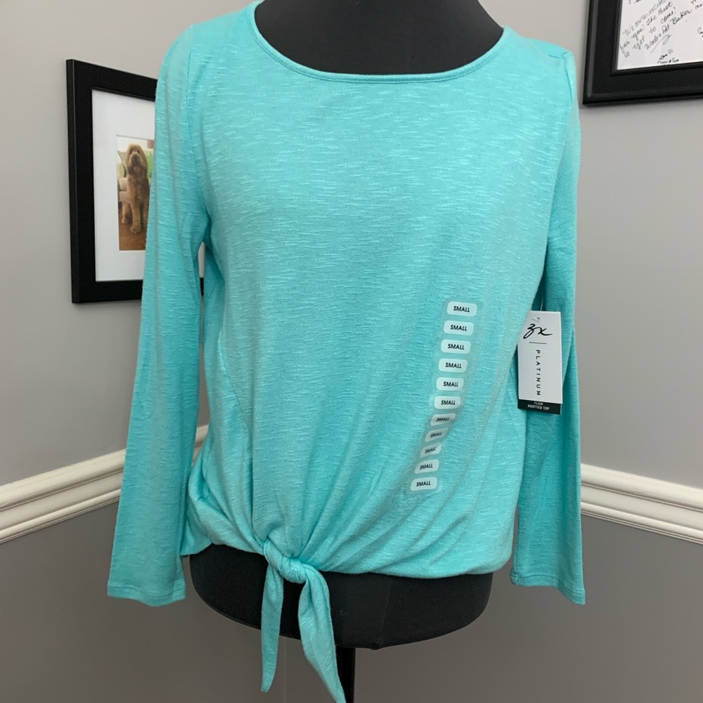 Turquoise front tie top
